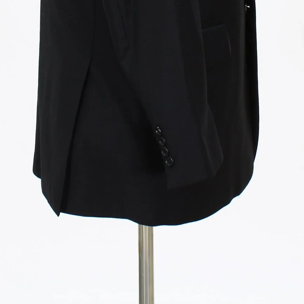 John W. Nordstrom 40R Black Solid 2-Button Sport Coat Blazer Jacket O246